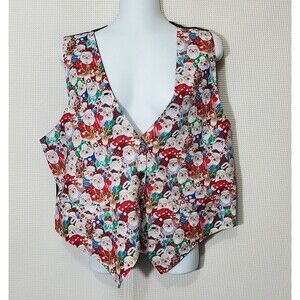Saddle River Sportswear Womans Vest Large Vintage Christmas Holiday Santa